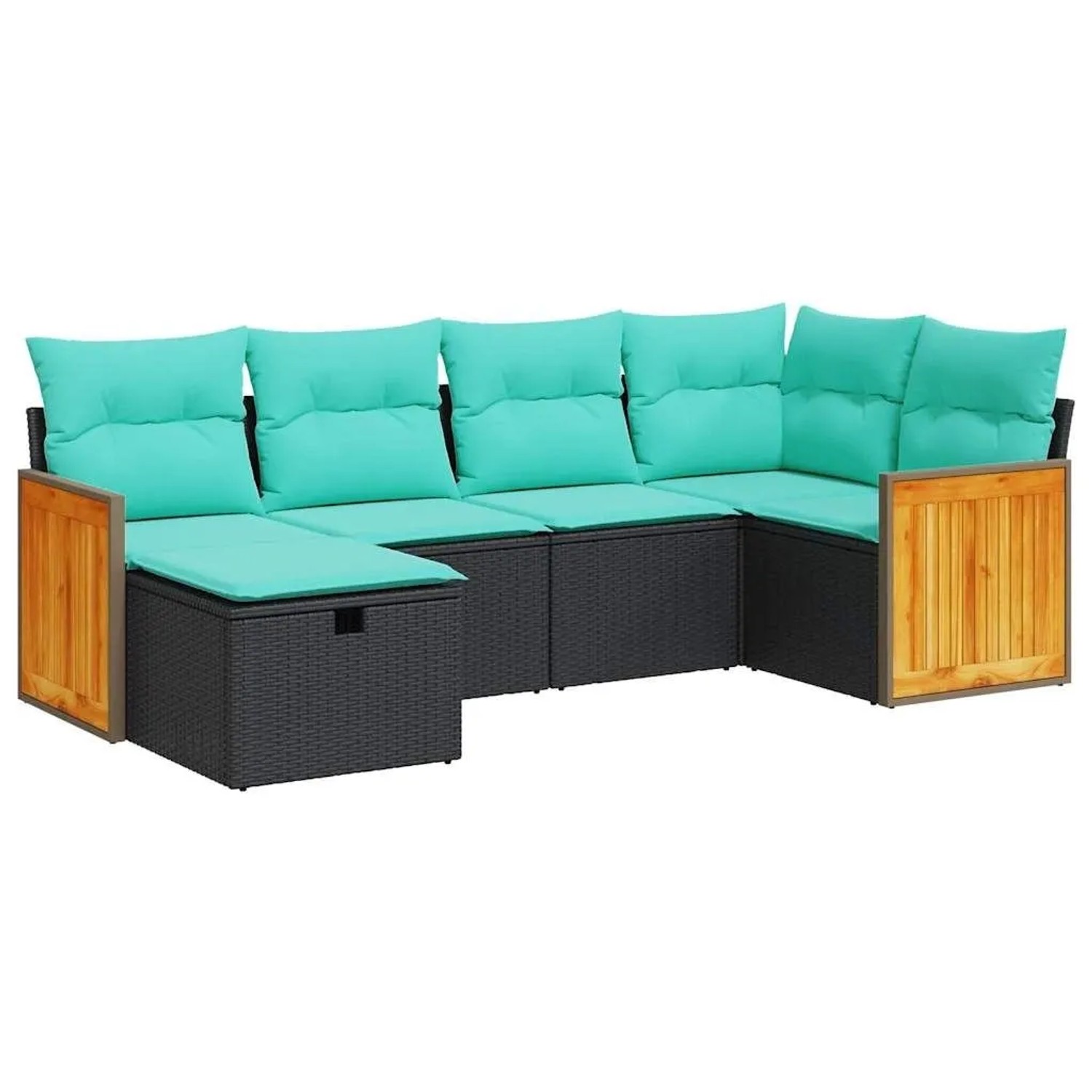 vidaXL 6 Tlg Garten-Sofagarnitur mit Kissen Schwarz Poly Rattan 3326026