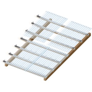 Transparente PVC Profilplatten (Sinus 76/18) als Bedachung auf Holzkonstruktion.