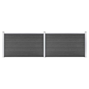 vidaXL Zaunelement Set WPC Schwarz, 353x105cm, für Sichtschutz im Garten.