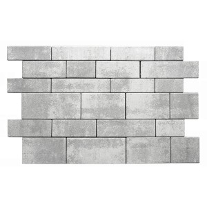 Grau-alpines Mehrformat-Pflaster Parchetto Beton, verlegt als Mauerwerk.
