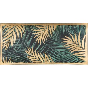 Glasplatte Dark Wonder mit Blätterdesign in Schwarz und Gold, Dekorative Figuren für den Innenbereich.