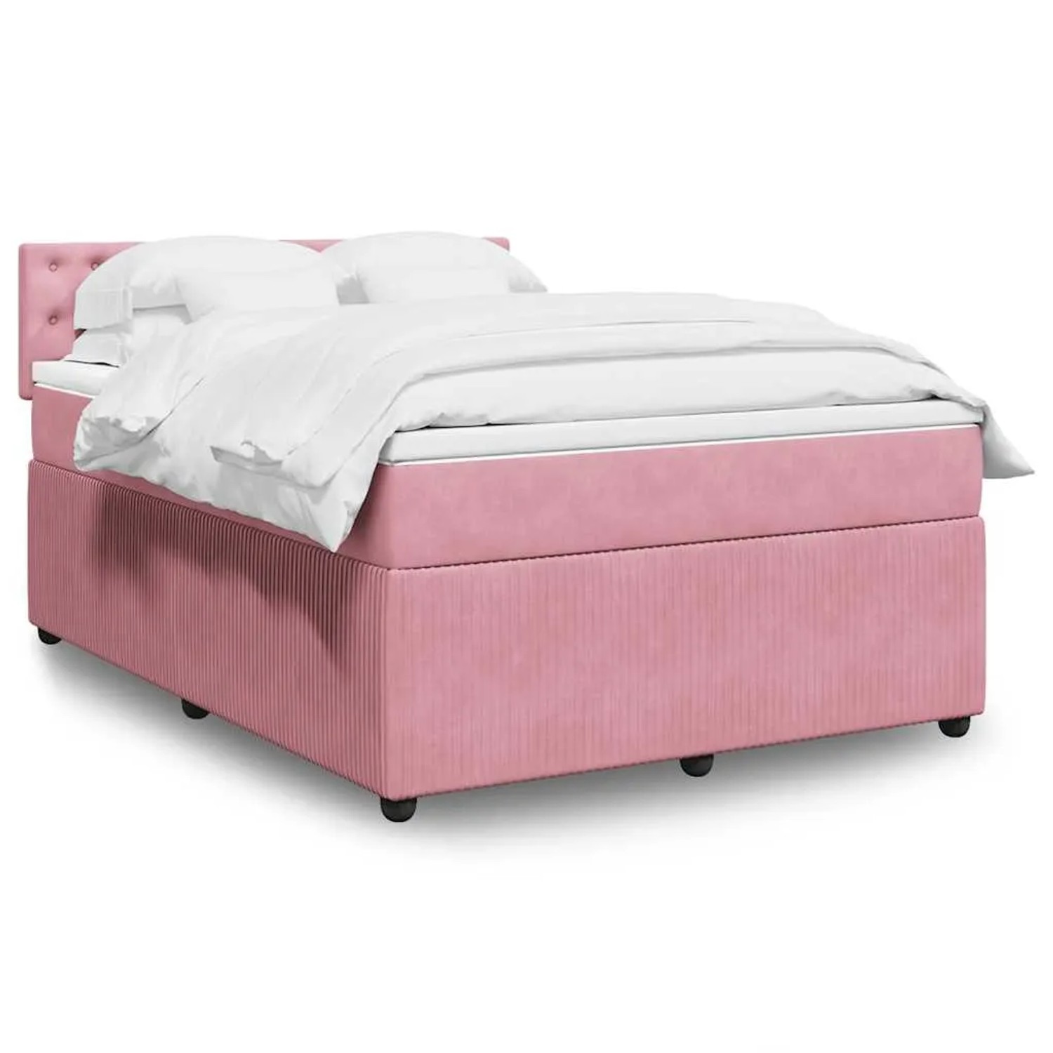 vidaXL Boxspringbett mit Matratze Rosa 140x190 cm Samt 3290051