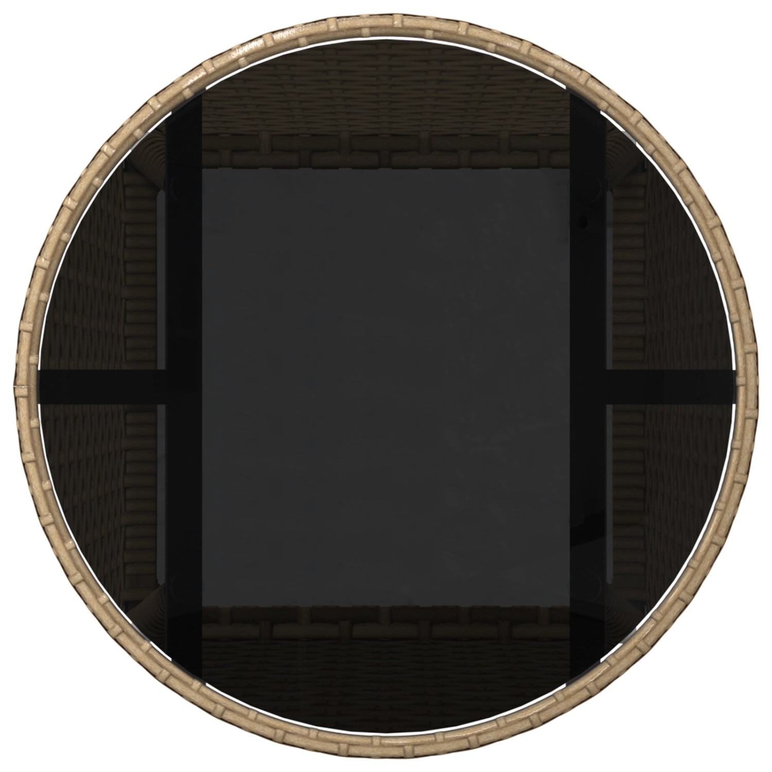 Draufsicht der beigen vidaXL Garten Essgruppe aus Polyrattan, bestehend aus Tisch und Stühlen.