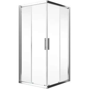 Schulte Eckeinstieg Kristall/Trend, 80x100x185 cm, Echtglas klar hell, Chrom-Optik