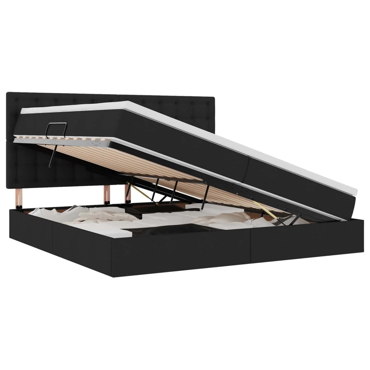 vidaXL Bett mit LED-Lichtleisten Schwarz 200 x 200 cm Stoff 3372566