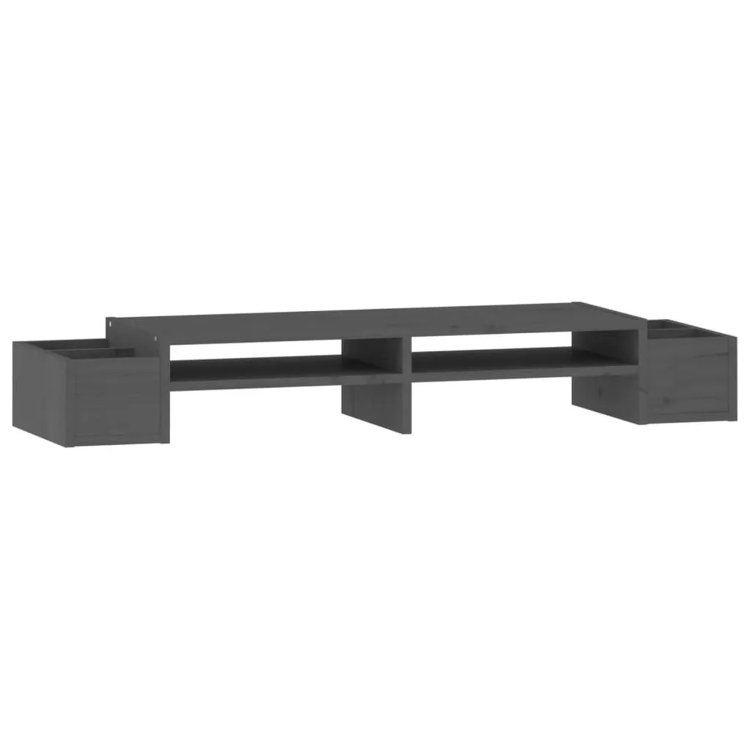 vidaXL Monitorständer Grau 100x27,5x15 cm Massivholz Kiefer 813971