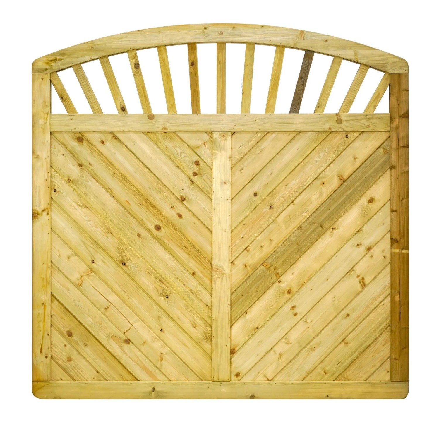 GartenLand Massivzaun INNSBRUCK MASSIV Bogen+Strebe 180x180 cm Holzzaun Fichte PEFC KDI Grün Massiver Rahmen 44x88 mm Sehr Stabil
