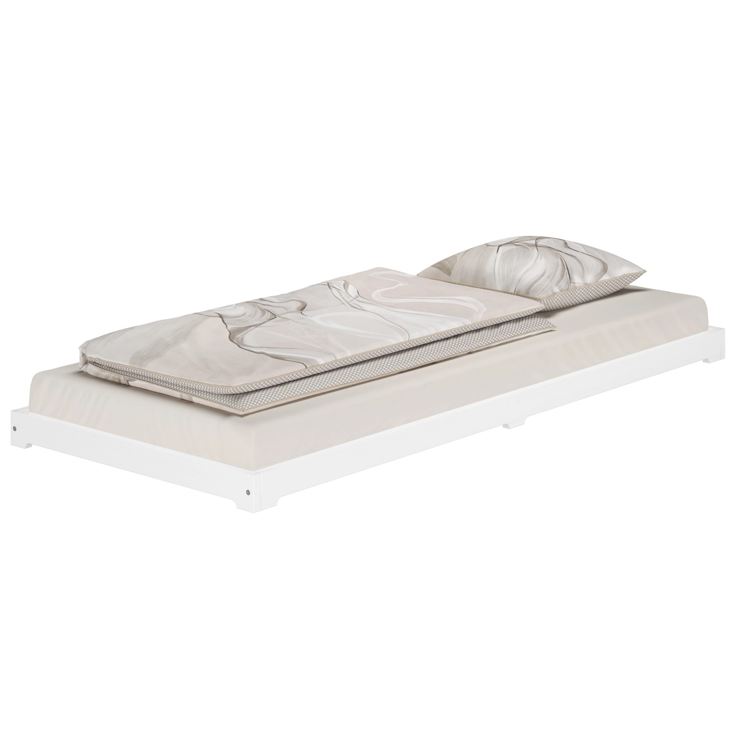Erst-Holz Extra Niedriges Holzbett Futonbett 80 x 190 cm Kiefer Weiß Modell günstig online kaufen