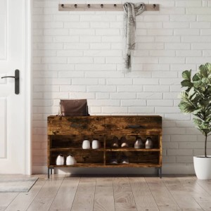 vidaXL Schuhbank Räuchereiche 102x35x55 cm Holzwerkstoff 829745