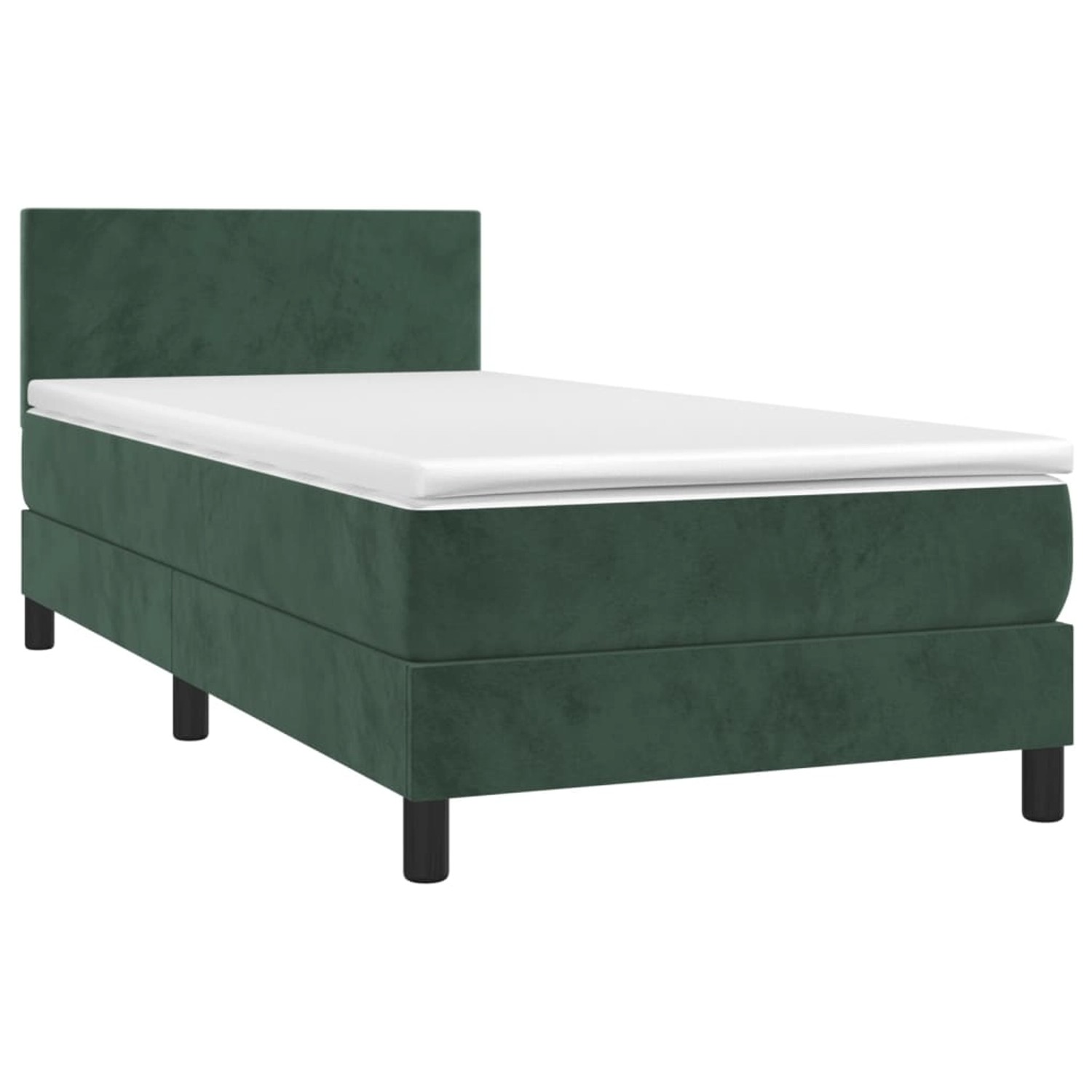 vidaXL Boxspringbett mit Matratze & LED Dunkelgrün 80x200 cm Samt 3134252 günstig online kaufen