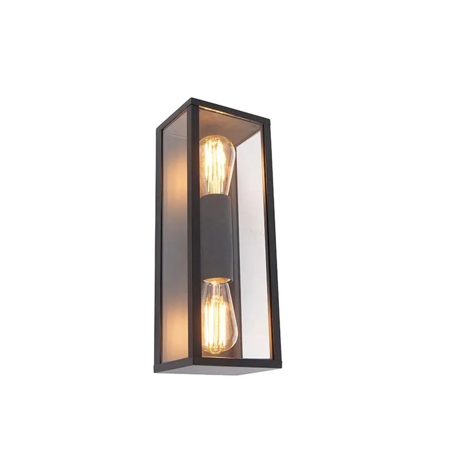 QAZQA Industrielle Wandleuchte Schwarz 38 cm 2 Licht IP44 Charlois