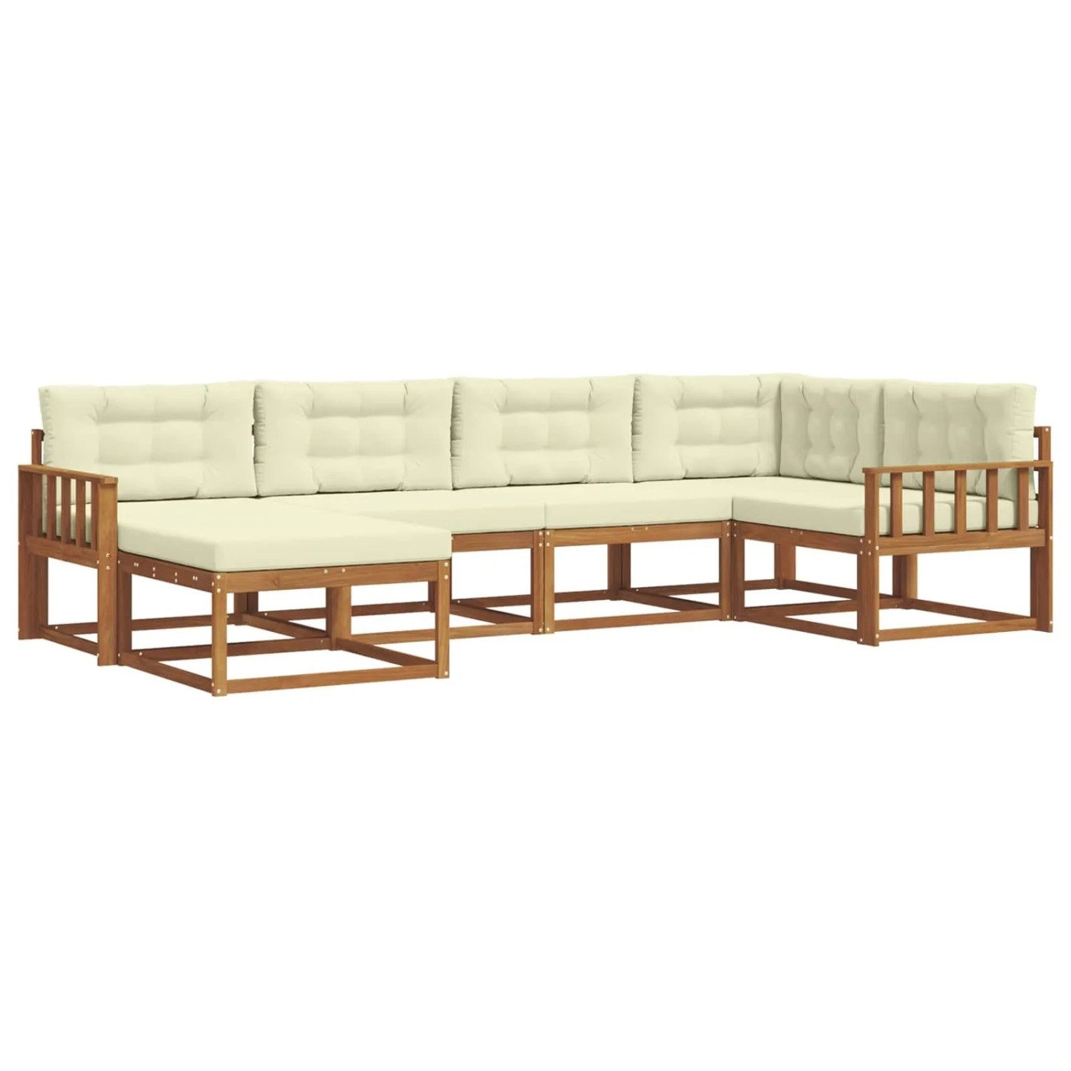 vidaXL Outdoor-Sofagarnitur mit Kissen 6-Tlg Natur und Creme 3367818
