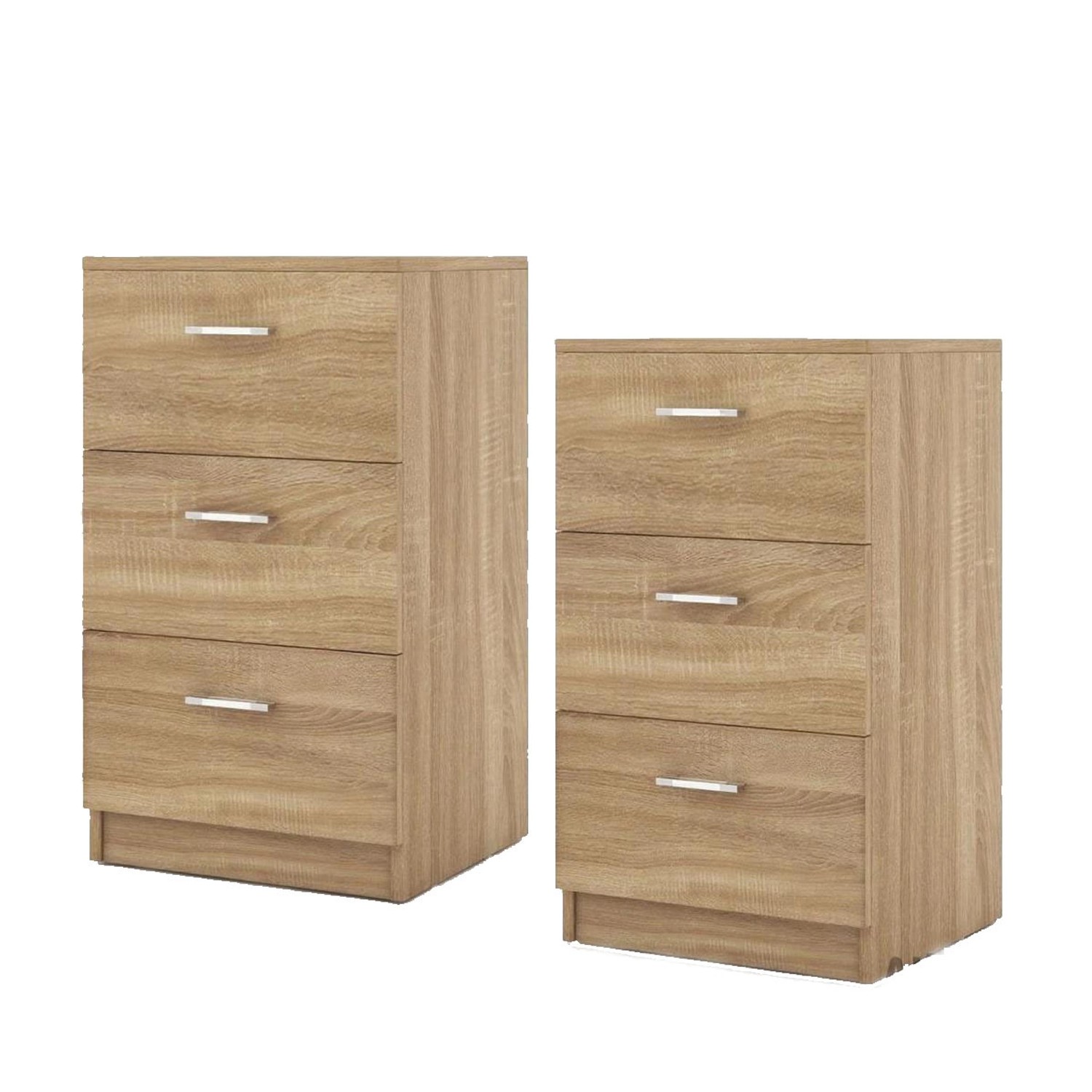 Costway 2er Set Nachttisch mit 3 Schubladen Natur günstig online kaufen