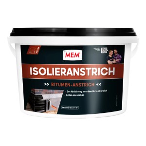 Eimer MEM Isolieranstrich 5 l, Bitumenanstrich für Kellerabdichtung und Mauerwerk, lösemittelfrei, wasserabweisend.
