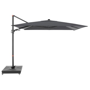 Anthrazitfarbener Doppler Ampelschirm MyZone 300x220 cm mit Kurbel und drehbarem Mast.