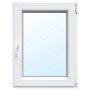 Weißes Kunststofffenster, 1-flügelig, 2-fach Verglasung, 100x100 cm, DIN rechts.