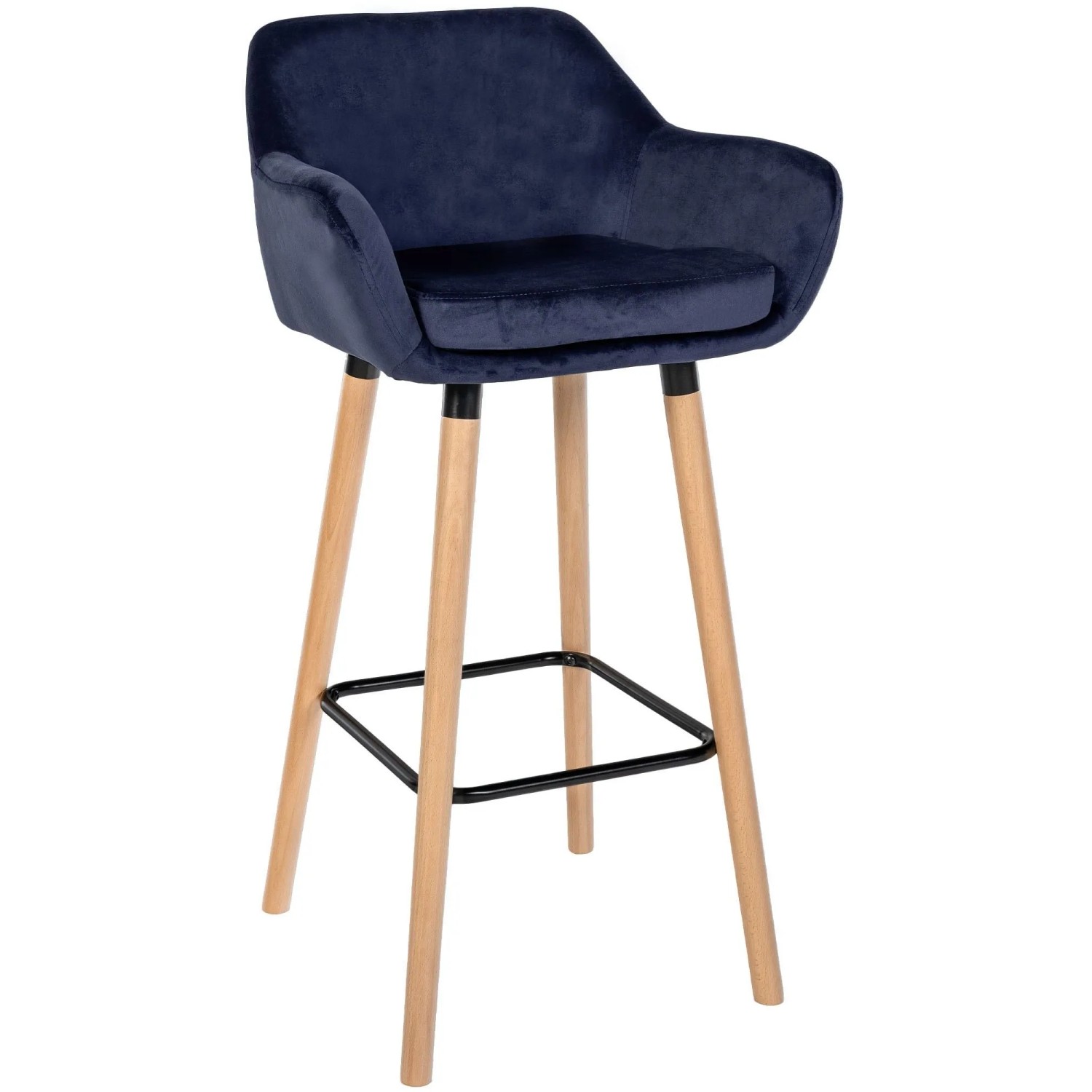 DELUKE Barhocker MIRID Samt Dunkelblau 55x46x99cm Barstuhl Mit Lehne Tresenhocker Tresenstuhl