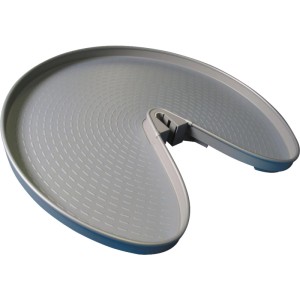 Ninka 3/4-Kreis Schwenkboden aus quarzgrauem Kunststoff für Küchen-Eckschrank, Anti-Rutsch-Oberfläche.