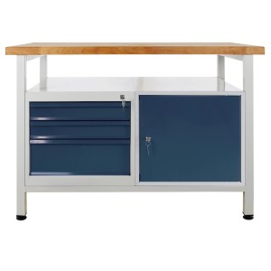 PROREGAL Werkbank Rhino mit Schubladen, Tür und Ablagefläche, lichtgrau/anthrazitgrau.