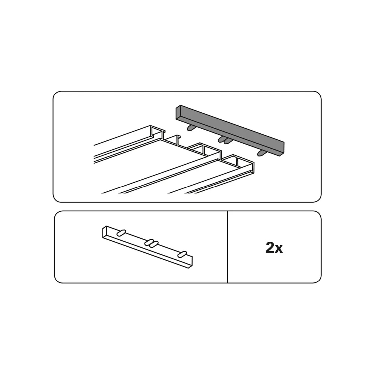 Gardinia Endstücke für 3-läufige Aluminium-Vorhangschiene, 2er-Pack, weiße Ausführung.