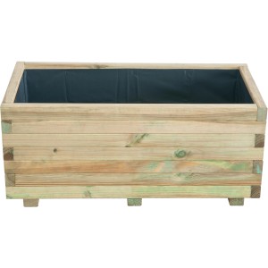 Rechteckiger Pflanzkübel aus Kiefernholz, 80x40x34 cm, mit Folie für Garten und Balkon.
