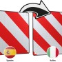 Calima Warntafel 2in1 für Italien und Spanien, rot-weiß gestreift, zur Anbringung an Wohnwagen.