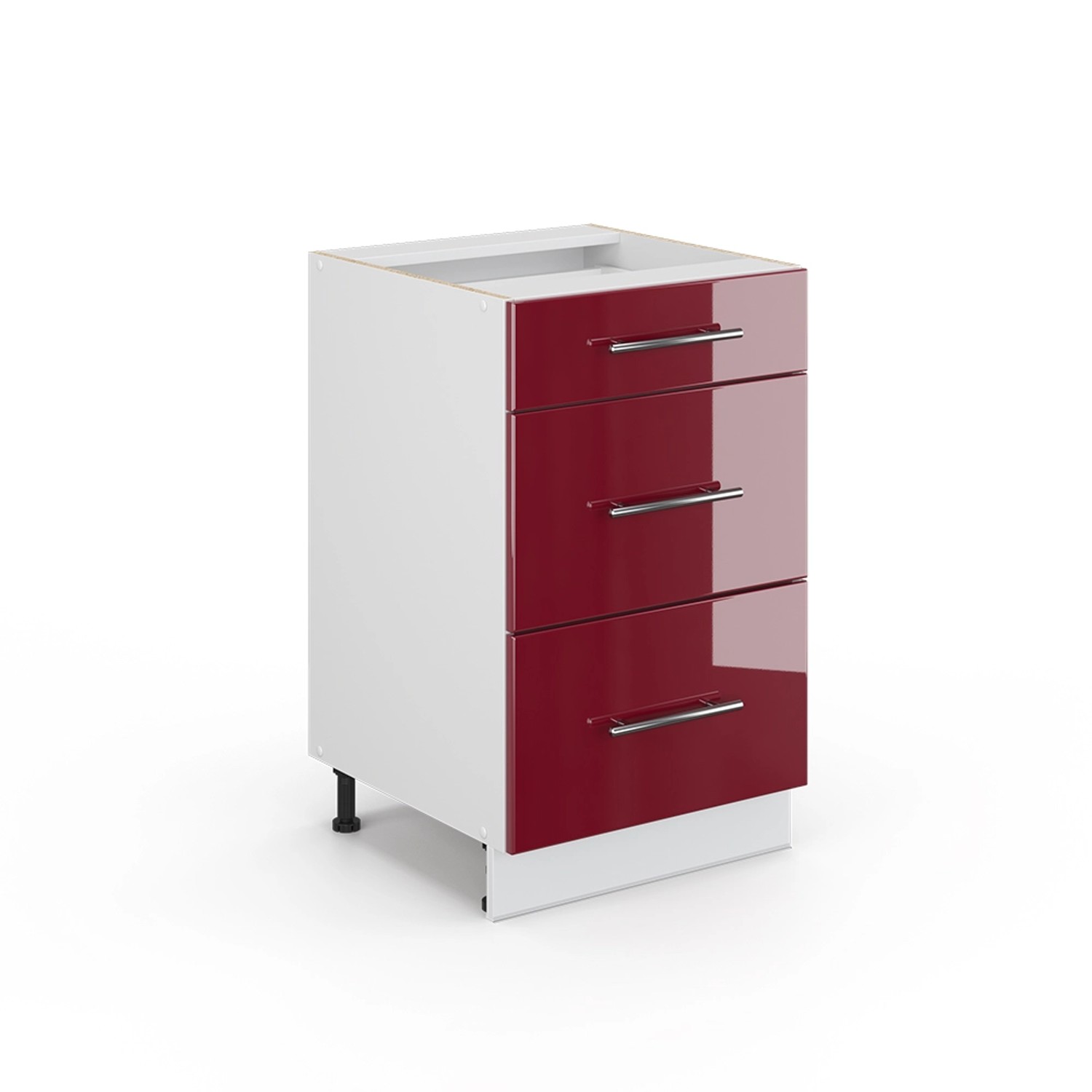 Vicco Küchenunterschrank Fame-Line Bordeaux Hochglanz/Weiß 50 cm ohne Arbeitsplatte