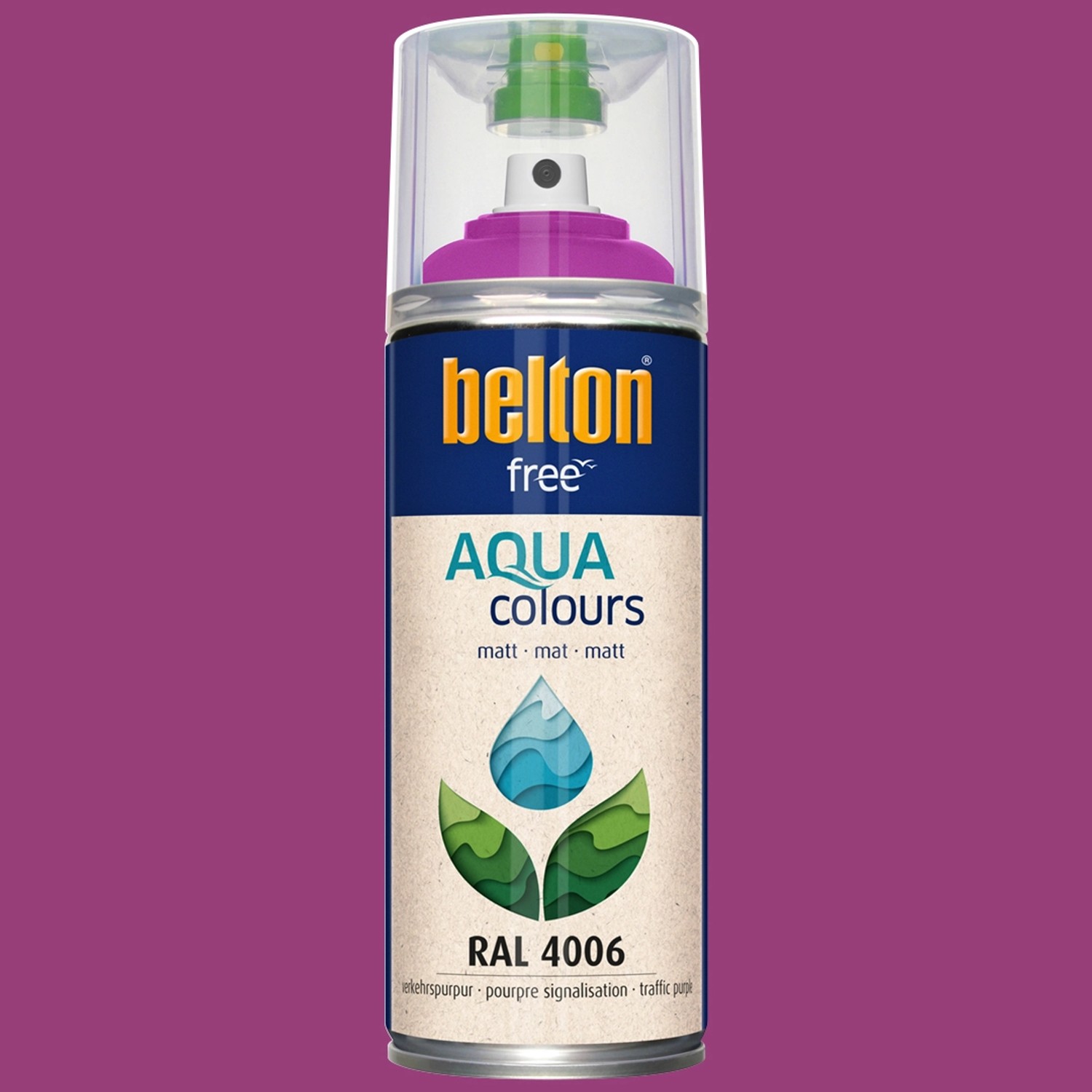 Belton Free AQUAcolours Buntlack RAL 4006 Verkehrspurpur matt, 400ml Dose.