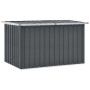 Graue VidaXL Gartenbox (149x99x93cm) aus verzinktem Stahl und Kunststoff. Universalbox für Garten und Terrasse.
