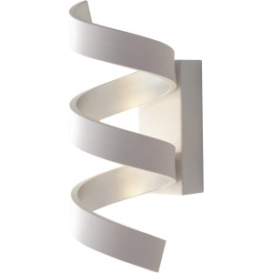 Moderne LED-Wandlampe Helix in Weiß-Silber, spiralförmiges Design für Wohnraumbeleuchtung.