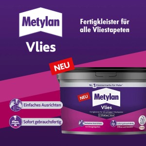 Eimer Metylan Fertigkleister Vlies 3kg, gebrauchsfertiger Tapetenkleister für Vliestapeten.