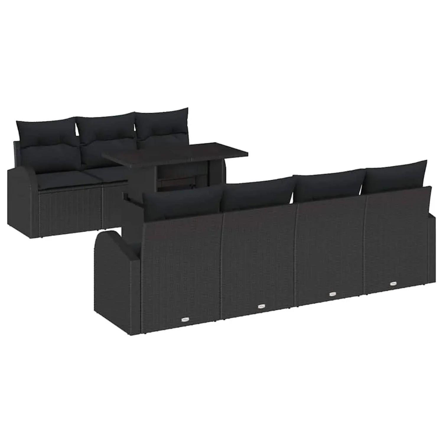 vidaXL Gartensofa-set mit Kissen 8-Tlg Schwarz Poly-Rattan 3357326 günstig online kaufen