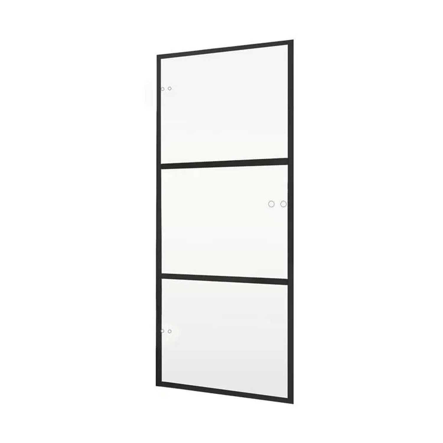 inova Glastür 834 x 1972 mm Klarglas 3 Felder Schwarz mit Studio Glastürbeschlag
