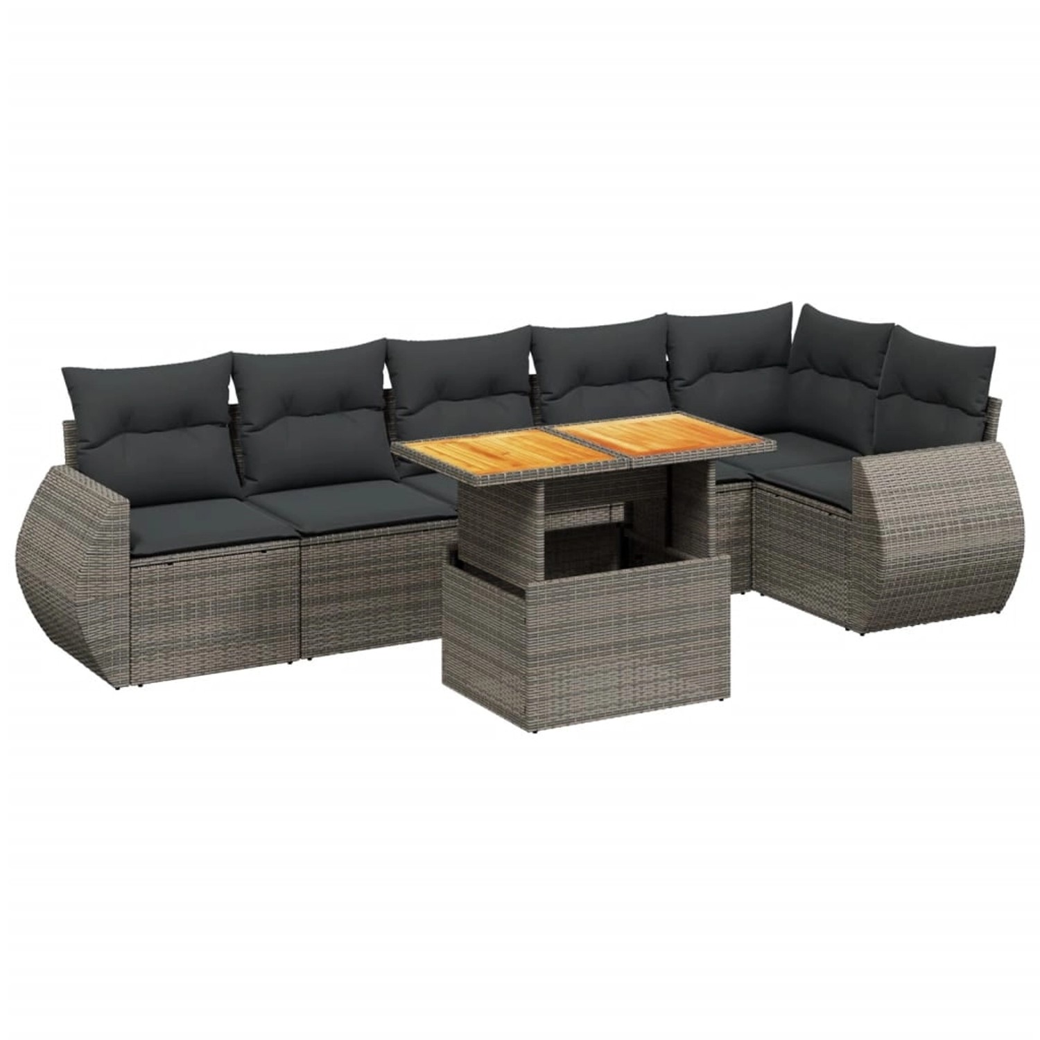 vidaXL 7-Tlg Garten-Sofagarnitur mit Kissen Grau Poly Rattan 3272208 günstig online kaufen