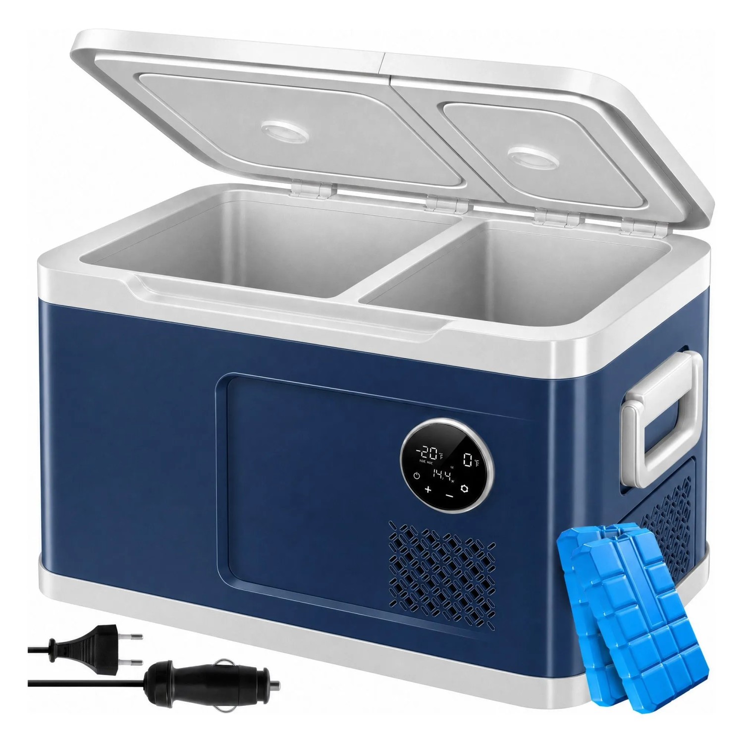 KESSER Kompressor Kühlbox 2in1 Doppelzone 31, Navyblau Hellgrau