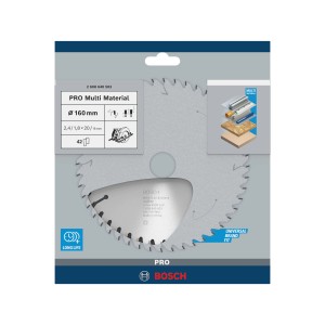 Bosch Kreissägeblatt Multi Material, 160mm, 42 Zähne. Für präzise Schnitte in verschiedenen Materialien.