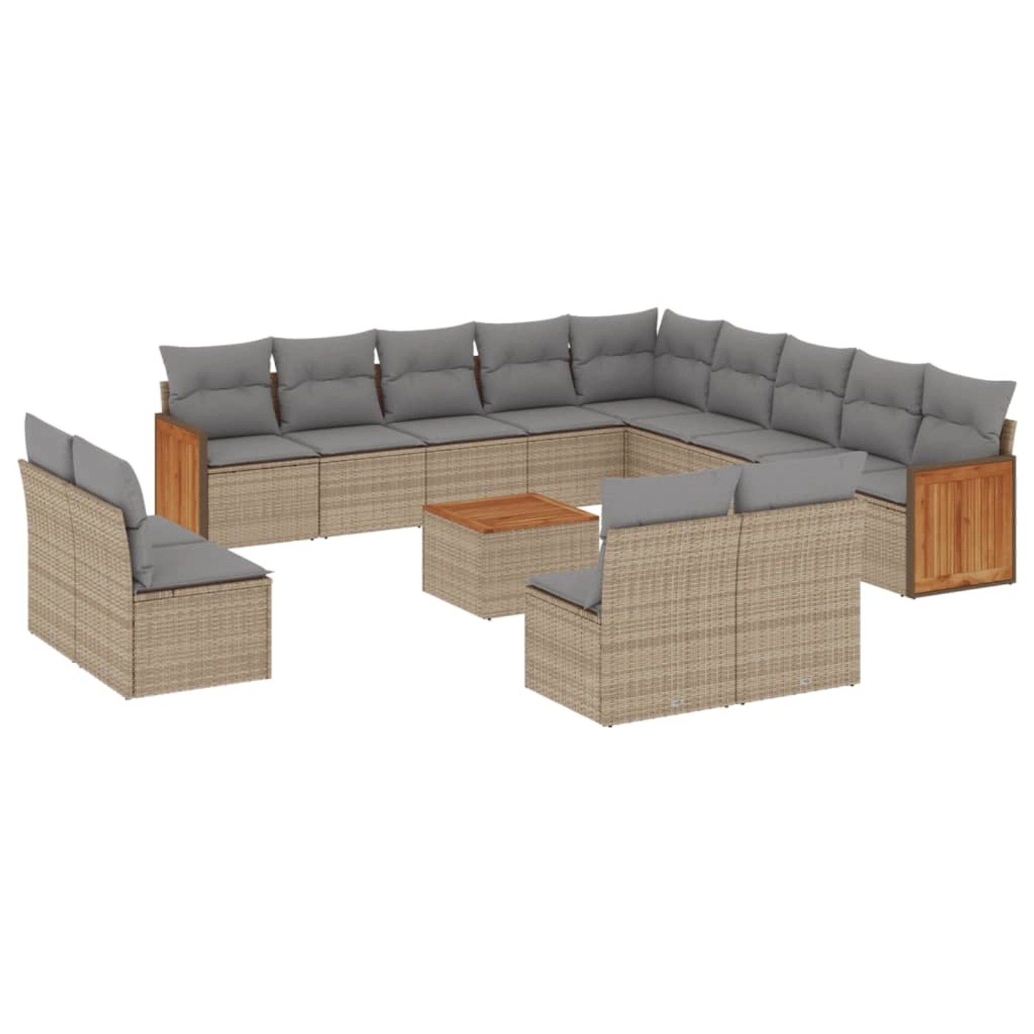 vidaXL 14-Tlg Garten-Sofagarnitur mit Kissen Beige Poly Rattan 3228173 günstig online kaufen