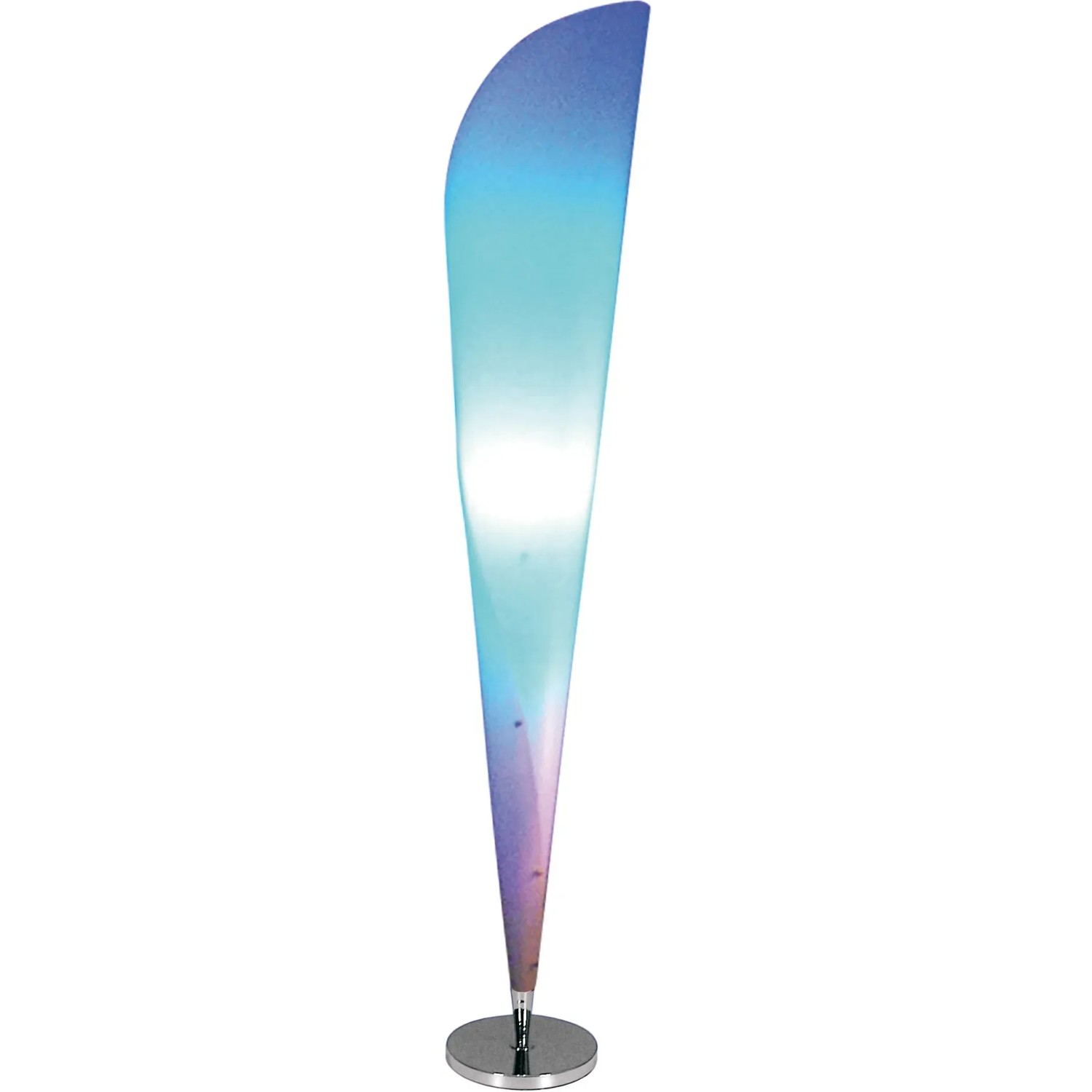 Näve Stehleuchte Tulip, Design-Lampe mit blau-weißem Schirm und Stahlfuß, 162cm hoch.