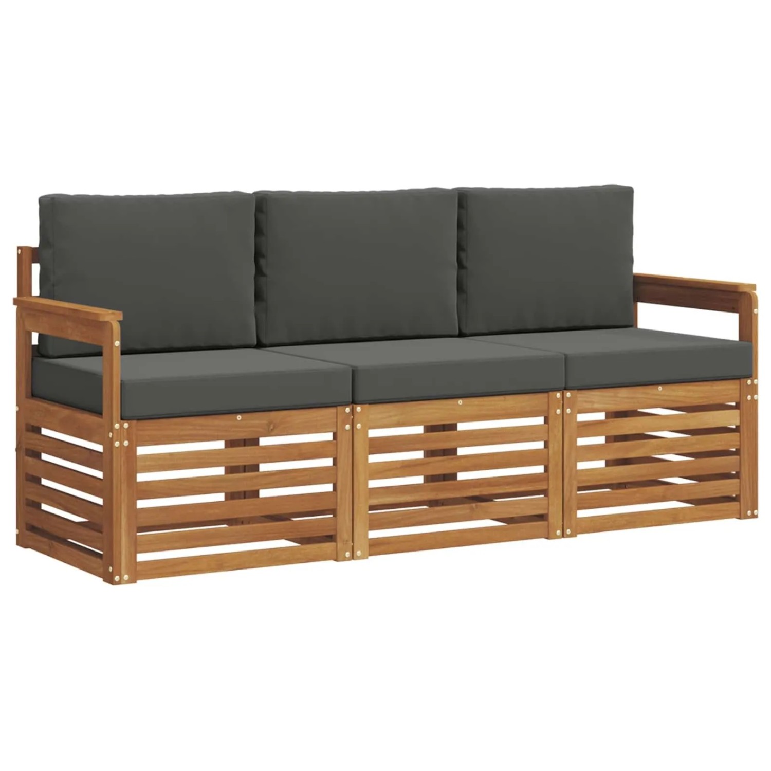 vidaXL Sofagarnituren 3 Tlg Natur und Anthrazit Massivholz Akazie 3374277