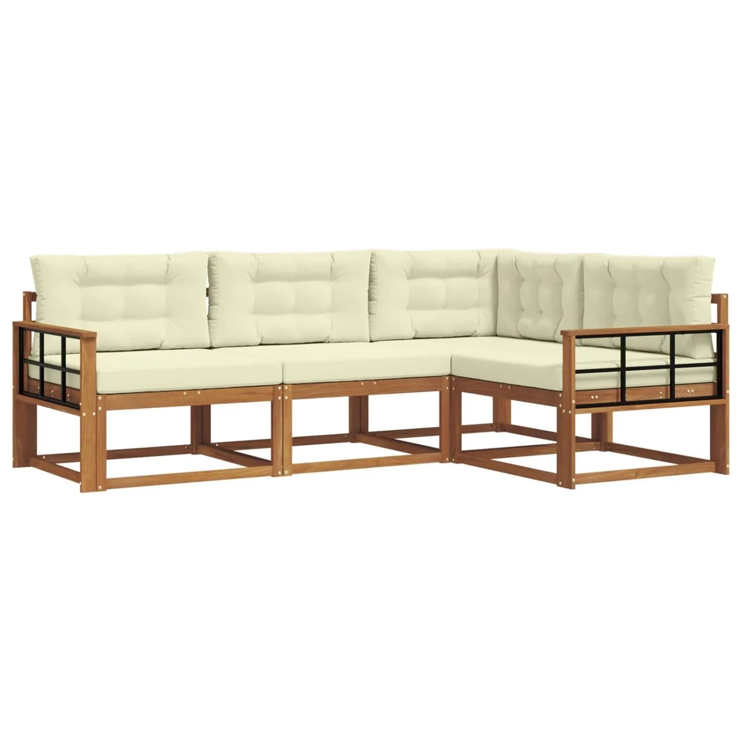 vidaXL Outdoor-Sofagarnitur mit Kissen 4-Tlg Natur und Creme 3367518