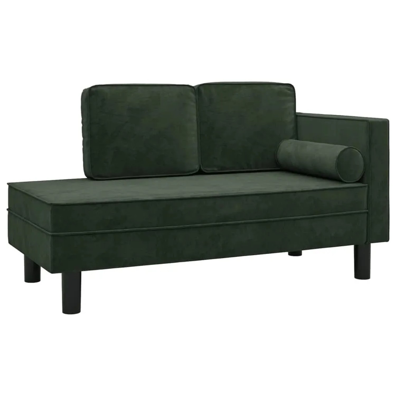 vidaXL Chaiselongue mit Kissen und Nackenrolle Dunkelgrün Samt 340705