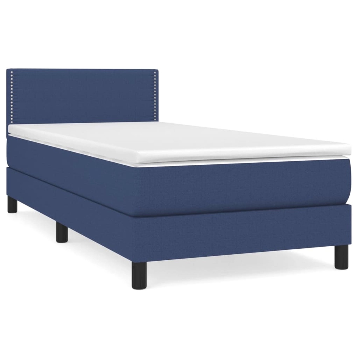 vidaXL Boxspringbett mit Matratze Blau 100x200 cm Stoff1373105