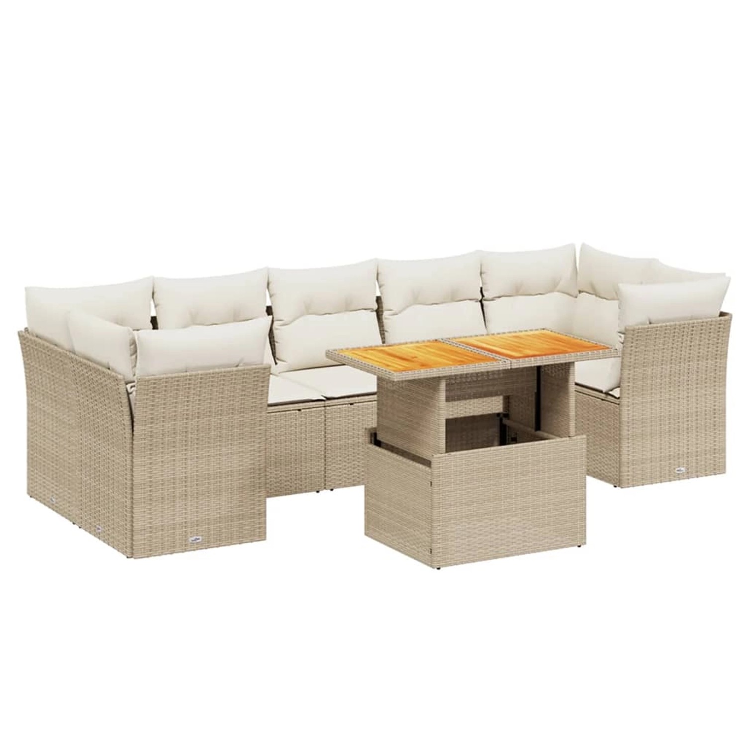 vidaXL 8-Tlg Garten-Sofagarnitur mit Kissen Beige Poly Rattan 3270701 günstig online kaufen