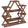 Mehrstufiger Blumenständer aus karbonisiertem Tannenholz, dunkelbraun. Ideal für Pflanztöpfe und Dekoration.
