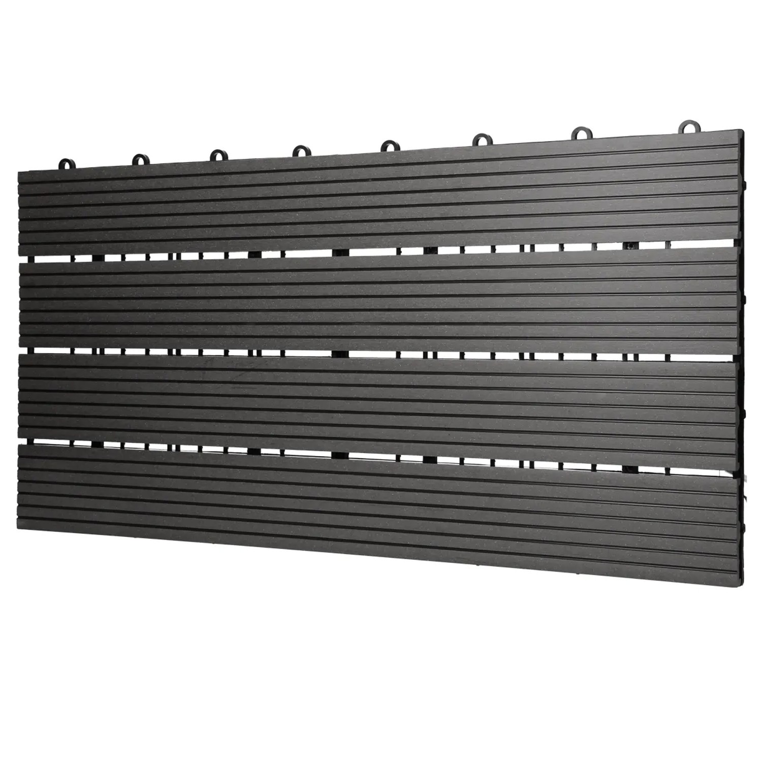 WPC Terrassenfliesen im 30er Set, 60x30 cm, Anthrazit Holzoptik, Klicksystem für einfache Verlegung.