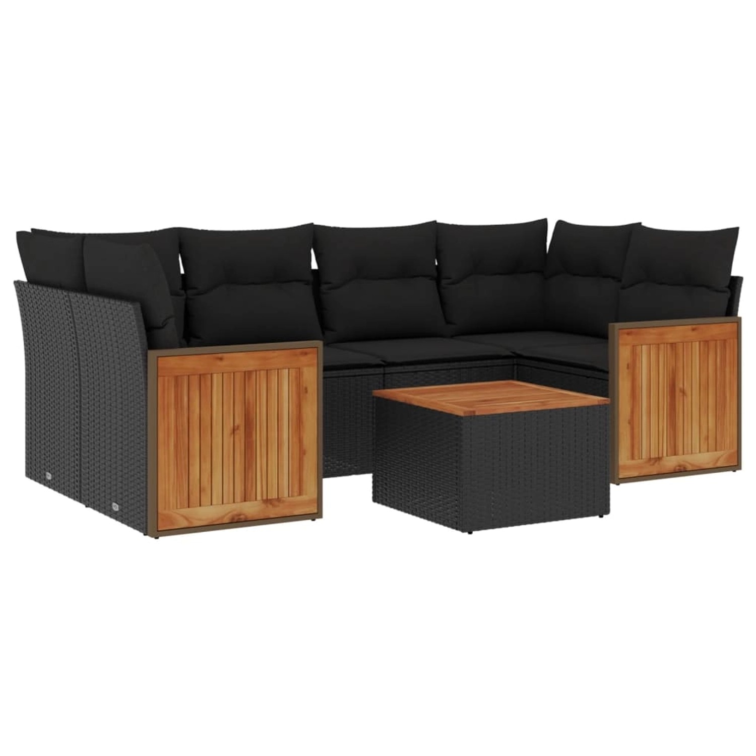 vidaXL 7-Tlg Garten-Sofagarnitur mit Kissen Schwarz Poly Rattan 3227476 günstig online kaufen