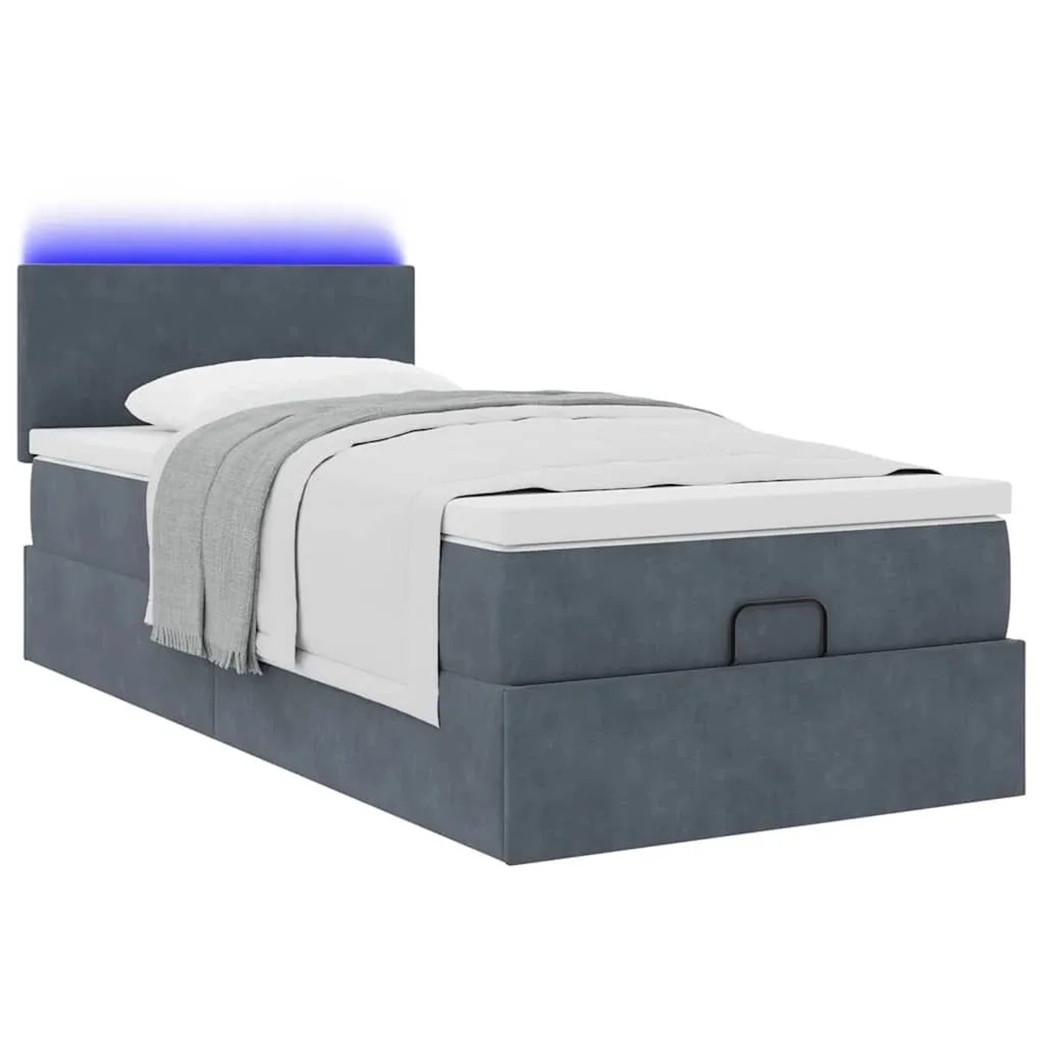 vidaXL Ottoman-Bett mit Matratze und LEDs Dunkelgrau 100x200 cm Samt 3312531