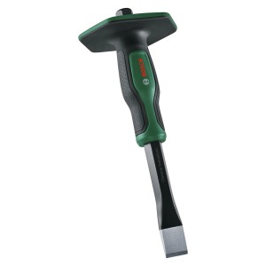 Bosch Steinmeißel flach, 22 mm breit, 250 mm lang, mit grün-schwarzem Softgrip.