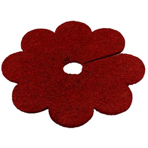 Rote Mulchscheibe in Blumenform, Ø 37 cm, für Kübelpflanzen und Beete.