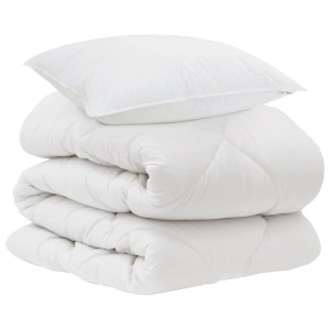 vidaXL Bettdecke mit Kissen 2-Tlg Weiß Mikrofaser 3376703
